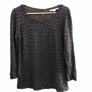 Ann Taylor Loft Top Womens Size S small Knit Leaf Polka Dot Shirt 3/4 Sleeve